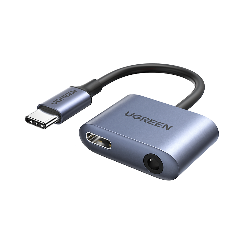 Hurtownia Ugreen - 6957303861644 - UGR1278GRY - Adapter UGREEN CM231 USB-C (męski) - USB-C PD QC (żeński) + mini jack 3,5mm (żeński) szary - B2B homescreen