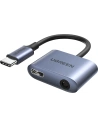 Wholesale UGREEN CM231 audio adapter USB Type C (male) - USB Type C PD QC (female) + 3.5mm mini jack (female) gray - UGR1278GRY - {ean13} - Hurt
