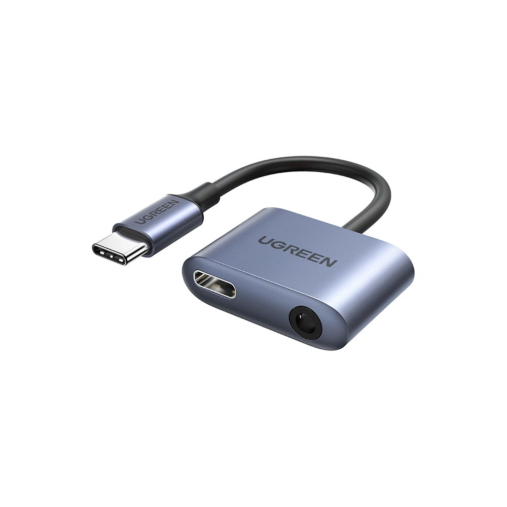 Wholesale UGREEN CM231 audio adapter USB Type C (male) - USB Type C PD QC (female) + 3.5mm mini jack (female) gray - UGR1278GRY - {ean13} - Hurt