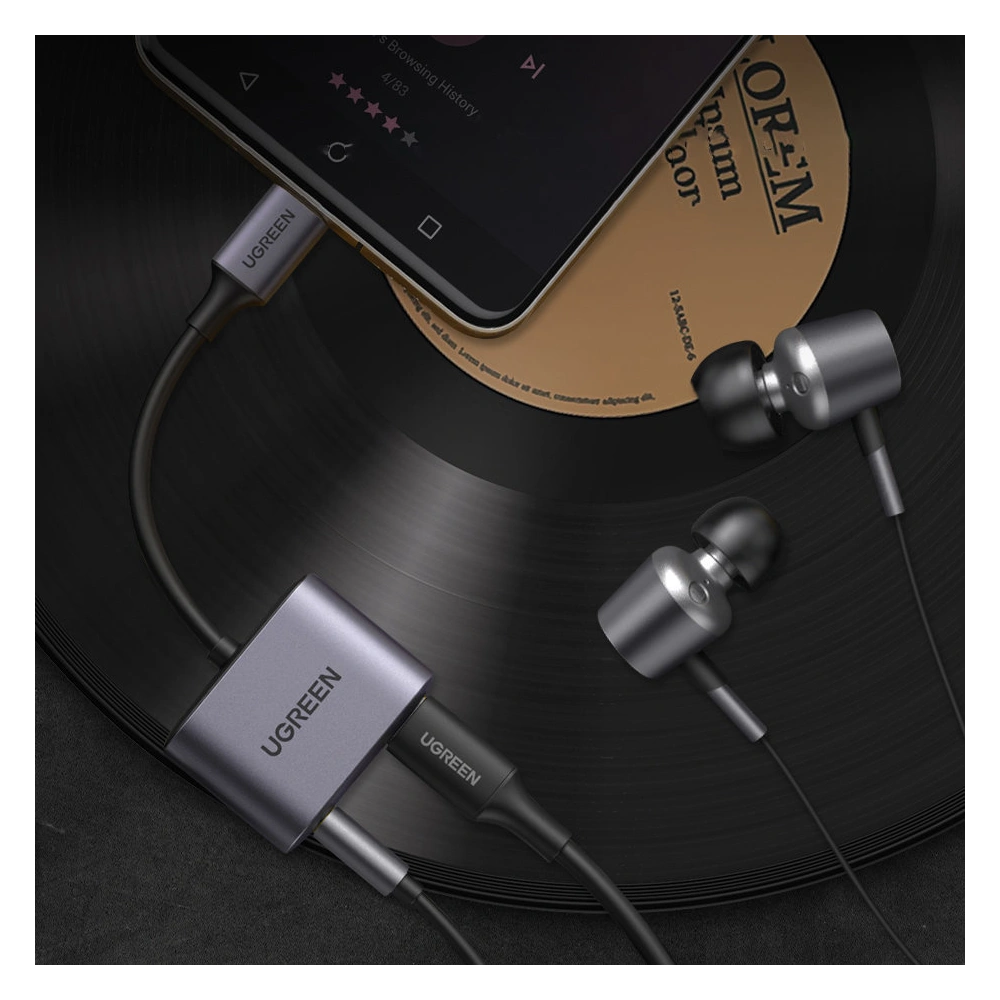 Wholesale UGREEN CM231 audio adapter USB Type C (male) - USB Type C PD QC (female) + 3.5mm mini jack (female) gray - UGR1278GRY - {ean13} - Hurt