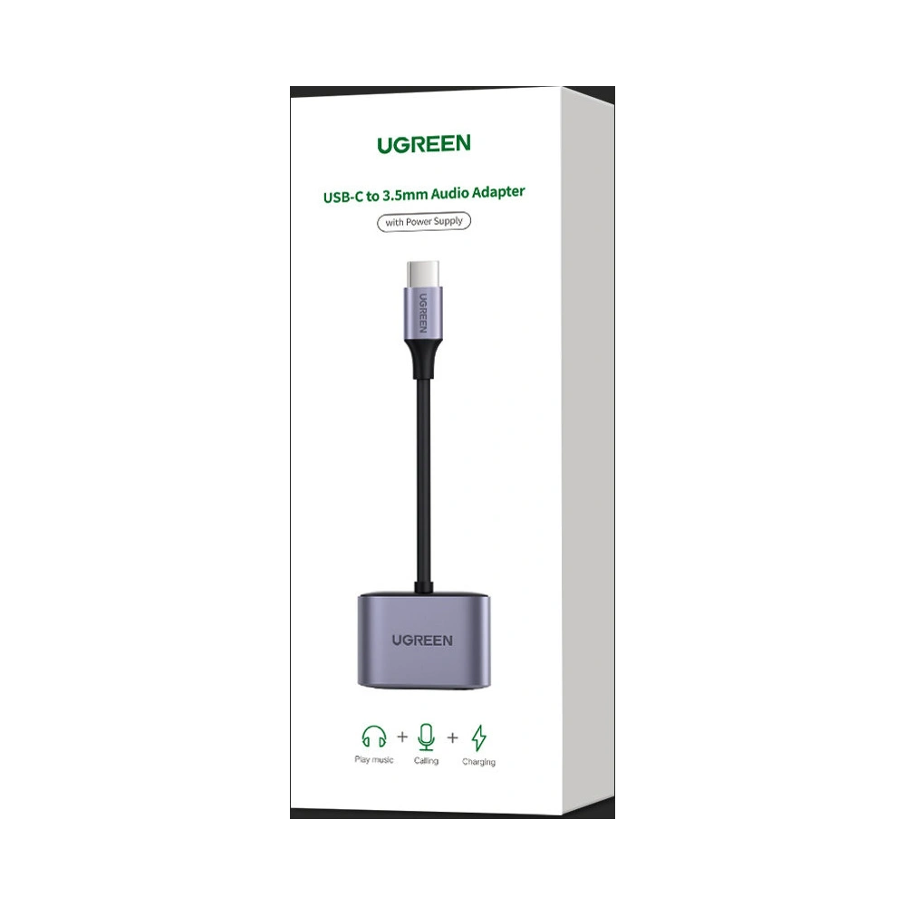 Wholesale UGREEN CM231 audio adapter USB Type C (male) - USB Type C PD QC (female) + 3.5mm mini jack (female) gray - UGR1278GRY - {ean13} - Hurt