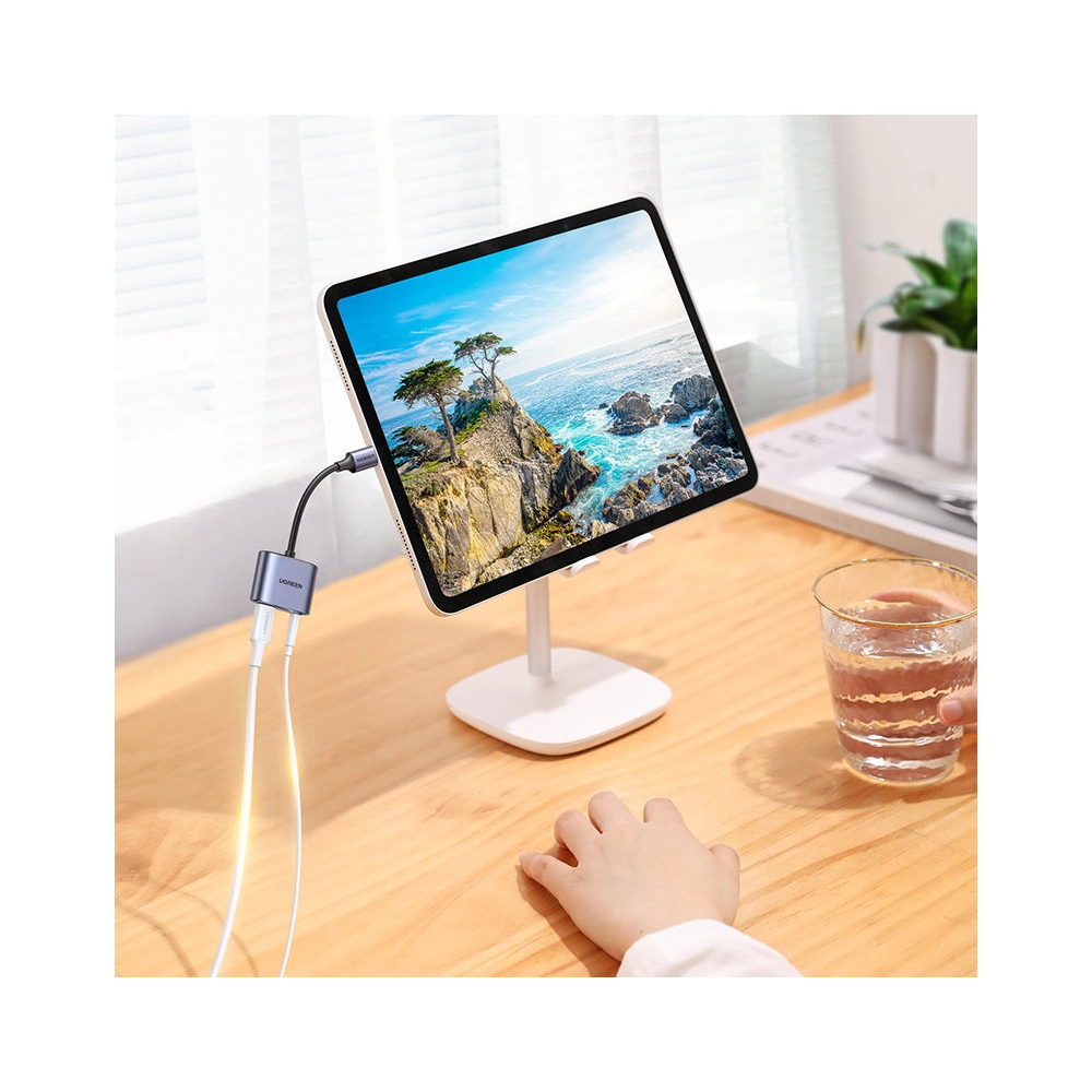 Wholesale UGREEN CM231 audio adapter USB Type C (male) - USB Type C PD QC (female) + 3.5mm mini jack (female) gray - UGR1278GRY - {ean13} - Hurt