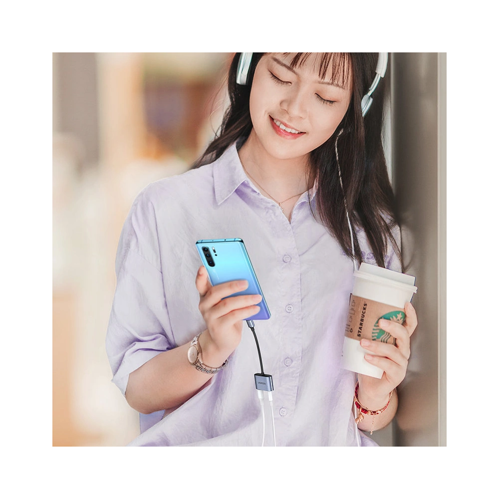 Wholesale UGREEN CM231 audio adapter USB Type C (male) - USB Type C PD QC (female) + 3.5mm mini jack (female) gray - UGR1278GRY - {ean13} - Hurt