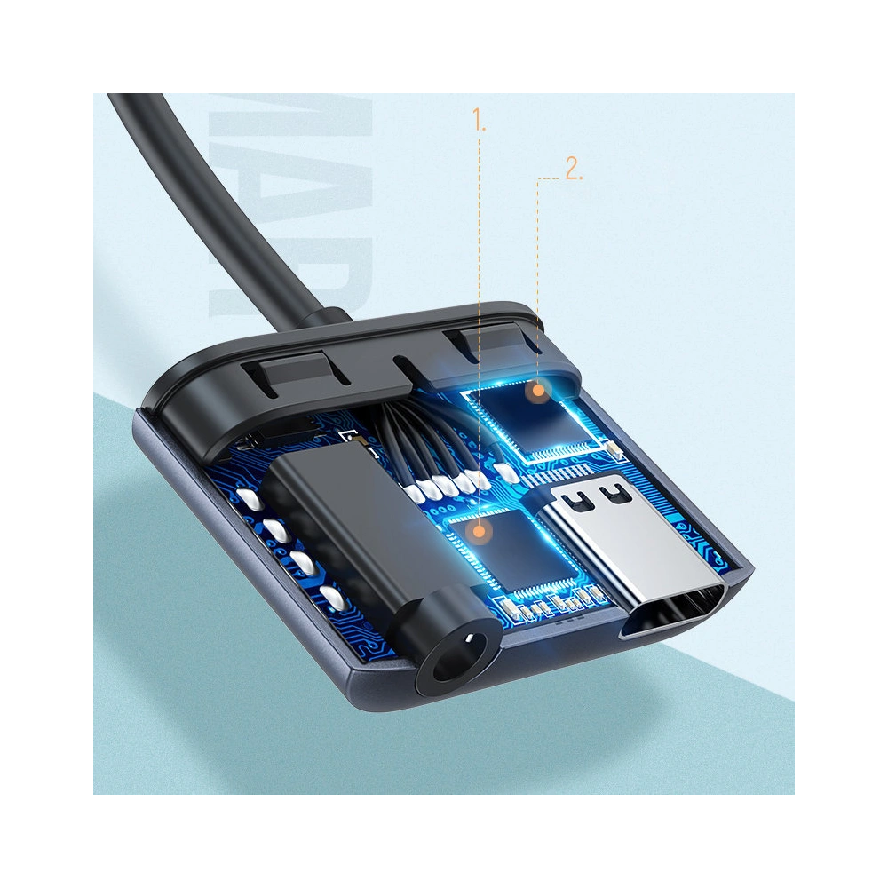 Hurtownia GSM - Adapter UGREEN CM231 USB-C (męski) - USB-C PD QC (żeński) + mini jack 3,5mm (żeński) szary - UGR1278GRY - {ean13} - Hurt