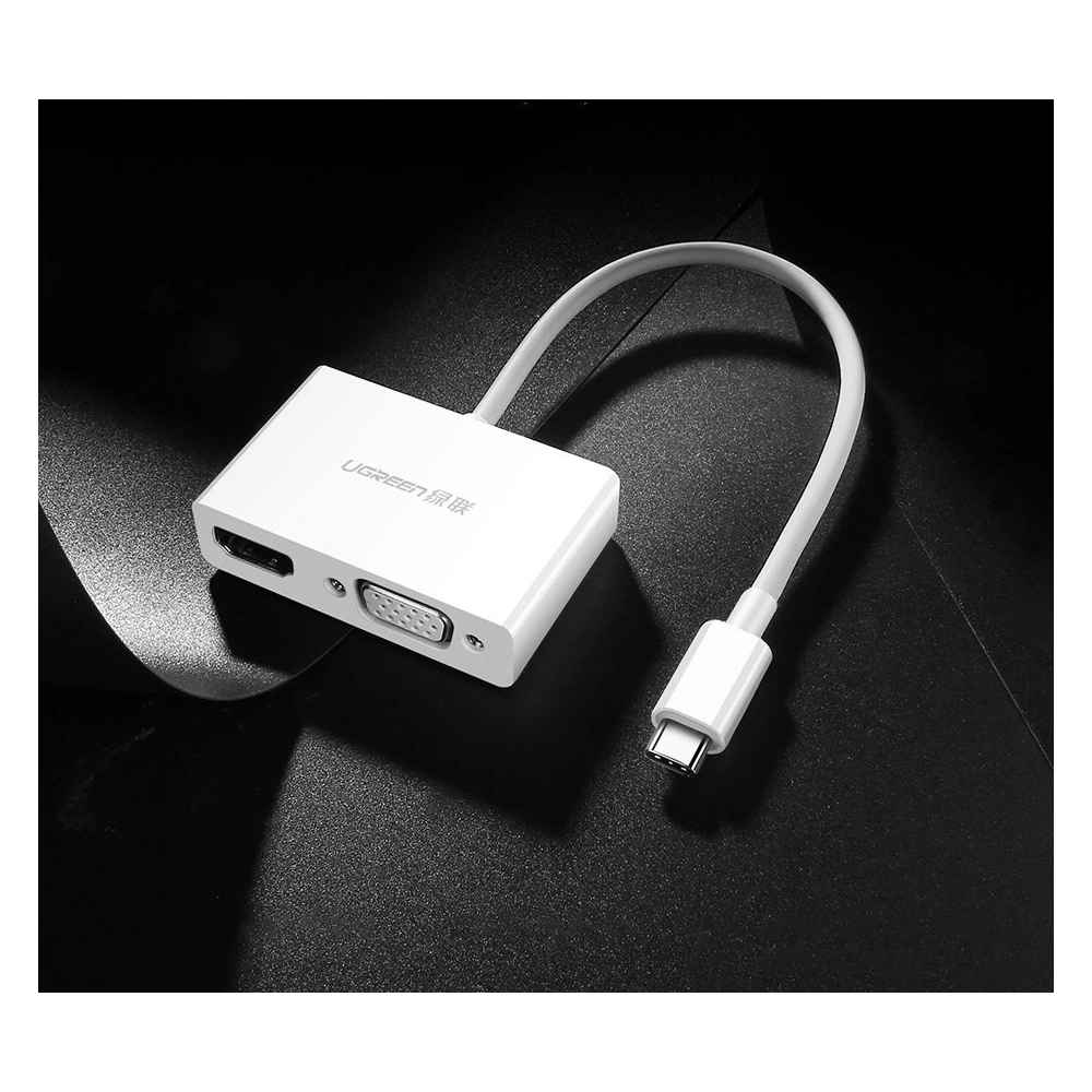 Hurtownia GSM - Adaptér UGREEN MM123 USB-C - HDMI / VGA bílý - UGR1280WHT - {ean13} - Hurt
