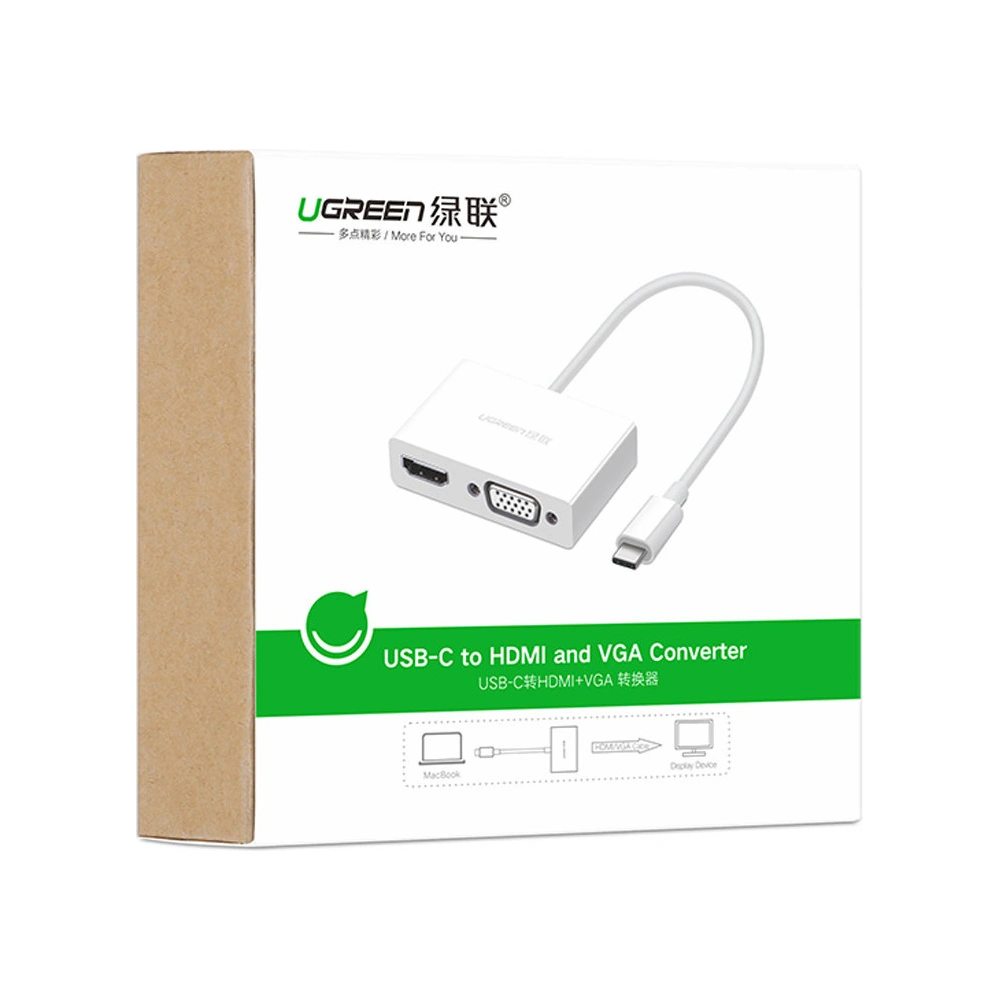 Hurtownia GSM - Adaptér UGREEN MM123 USB-C - HDMI / VGA bílý - UGR1280WHT - {ean13} - Hurt