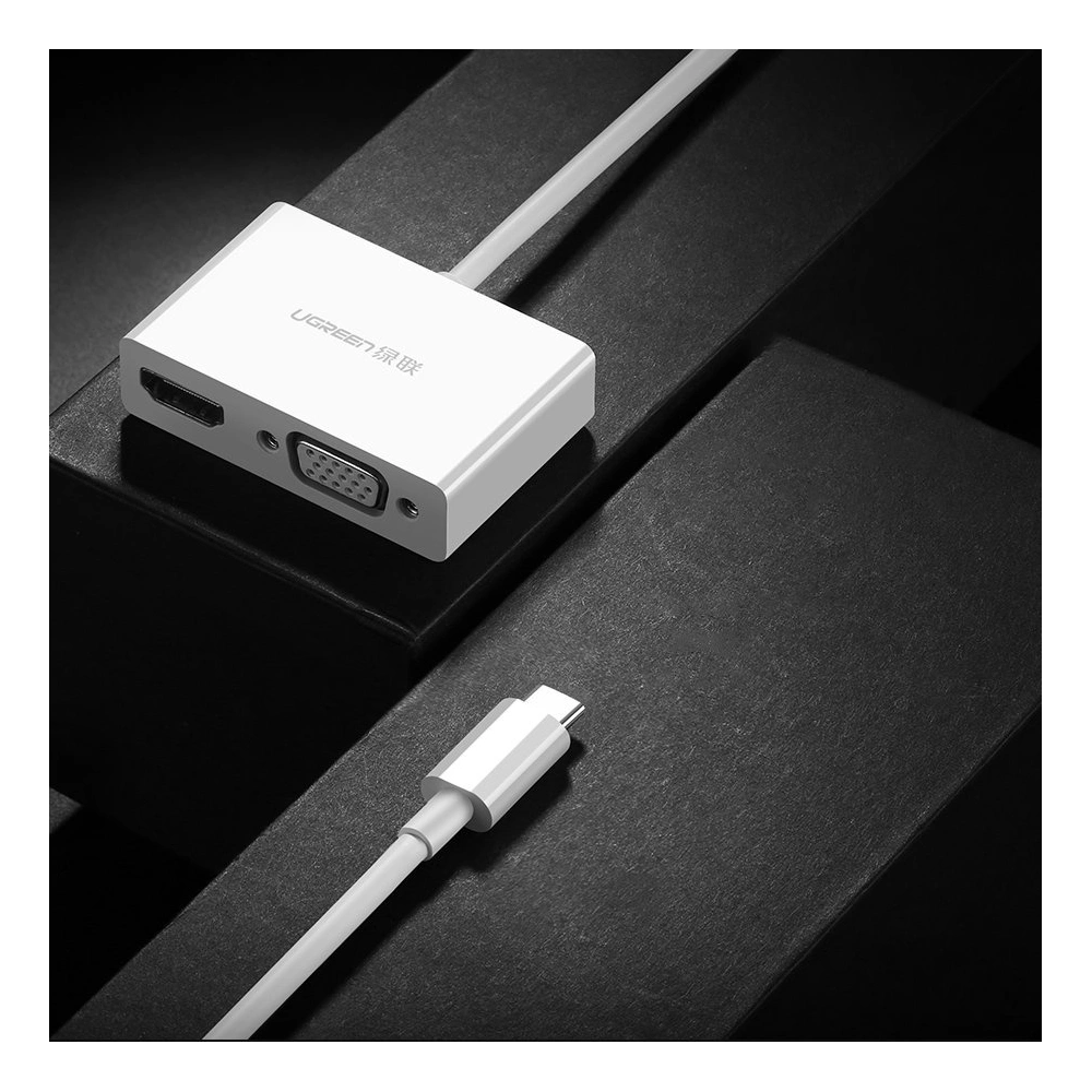 Hurtownia GSM - Adaptér UGREEN MM123 USB-C - HDMI / VGA bílý - UGR1280WHT - {ean13} - Hurt