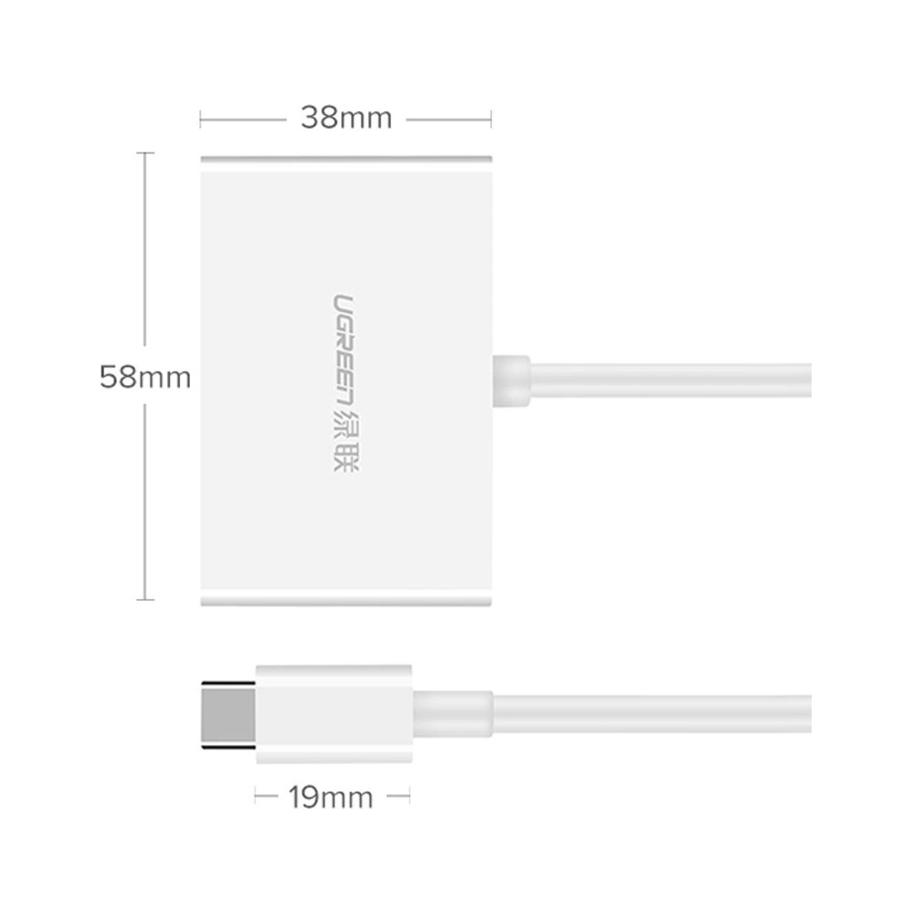 Hurtownia GSM - Adaptér UGREEN MM123 USB-C - HDMI / VGA bílý - UGR1280WHT - {ean13} - Hurt