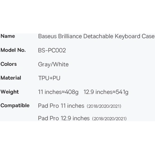 Etui z klawiaturą Baseus Brilliance Apple iPad Pro 11 2018/2020/2021 (1., 2. i 3. generacji) czarny