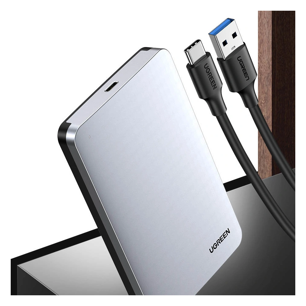 Hurtownia GSM - Kapsa na pevný disk 2,5 palce UGREEN CM300 SATA 3.0 6Gbps šedá + kabel USB - USB-C 0,5m - UGR1283GRY - {ean13} - Hurt