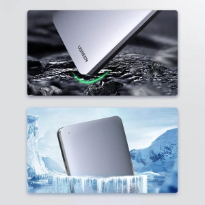Hurtownia GSM - Kieszeń na dysk twardy 2,5 cala UGREEN CM300 SATA 3.0 6Gbps szary + kabel USB - USB-C 0,5m - UGR1283GRY - {ean13} - Hurt