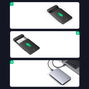 Hurtownia GSM - Kieszeń na dysk twardy 2,5 cala UGREEN CM300 SATA 3.0 6Gbps szary + kabel USB - USB-C 0,5m - UGR1283GRY - {ean13} - Hurt