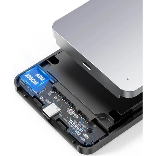 Kieszeń na dysk twardy 2,5 cala UGREEN CM300 SATA 3.0 6Gbps szary + kabel USB - USB-C 0,5m