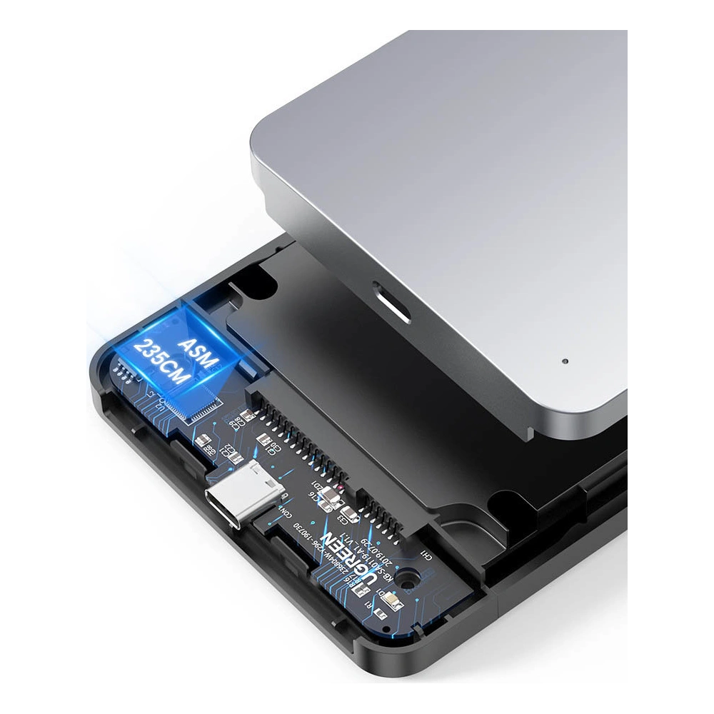 Hurtownia GSM - Kapsa na pevný disk 2,5 palce UGREEN CM300 SATA 3.0 6Gbps šedá + kabel USB - USB-C 0,5m - UGR1283GRY - {ean13} - Hurt