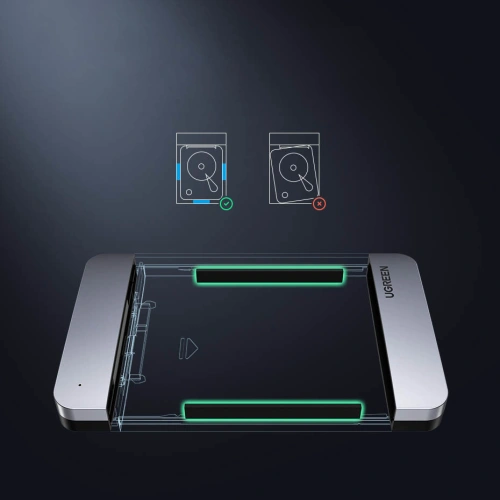 Kieszeń na dysk twardy 2,5 cala UGREEN CM300 SATA 3.0 6Gbps szary + kabel USB - USB-C 0,5m