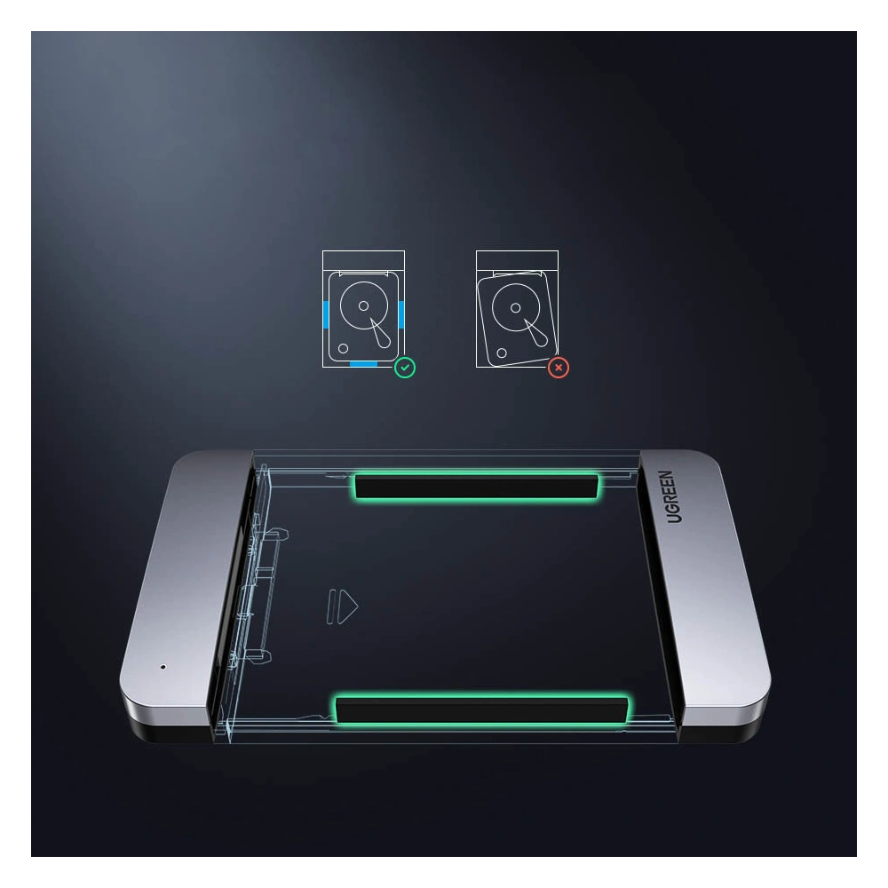 Hurtownia GSM - Kapsa na pevný disk 2,5 palce UGREEN CM300 SATA 3.0 6Gbps šedá + kabel USB - USB-C 0,5m - UGR1283GRY - {ean13} - Hurt