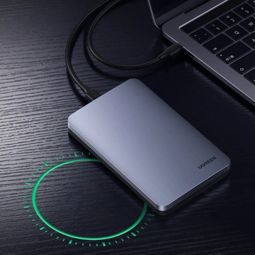 Kieszeń na dysk twardy 2,5 cala UGREEN CM300 SATA 3.0 6Gbps szary + kabel USB - USB-C 0,5m