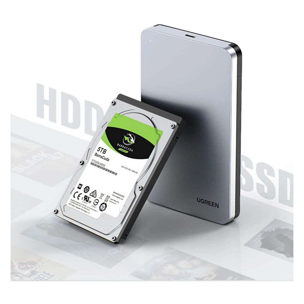 Hurtownia GSM - Kapsa na pevný disk 2,5 palce UGREEN CM300 SATA 3.0 6Gbps šedá + kabel USB - USB-C 0,5m - UGR1283GRY - {ean13} - Hurt