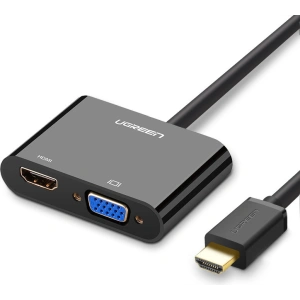 Hurtownia GSM - Adapter konwerter UGREEN CM101 mini HDMI (męski) - VGA (żeński) / HDMI (żeński) + mini jack 3,5mm (żeński) czarny - UGR1284BLK - {ean13} - Hurt