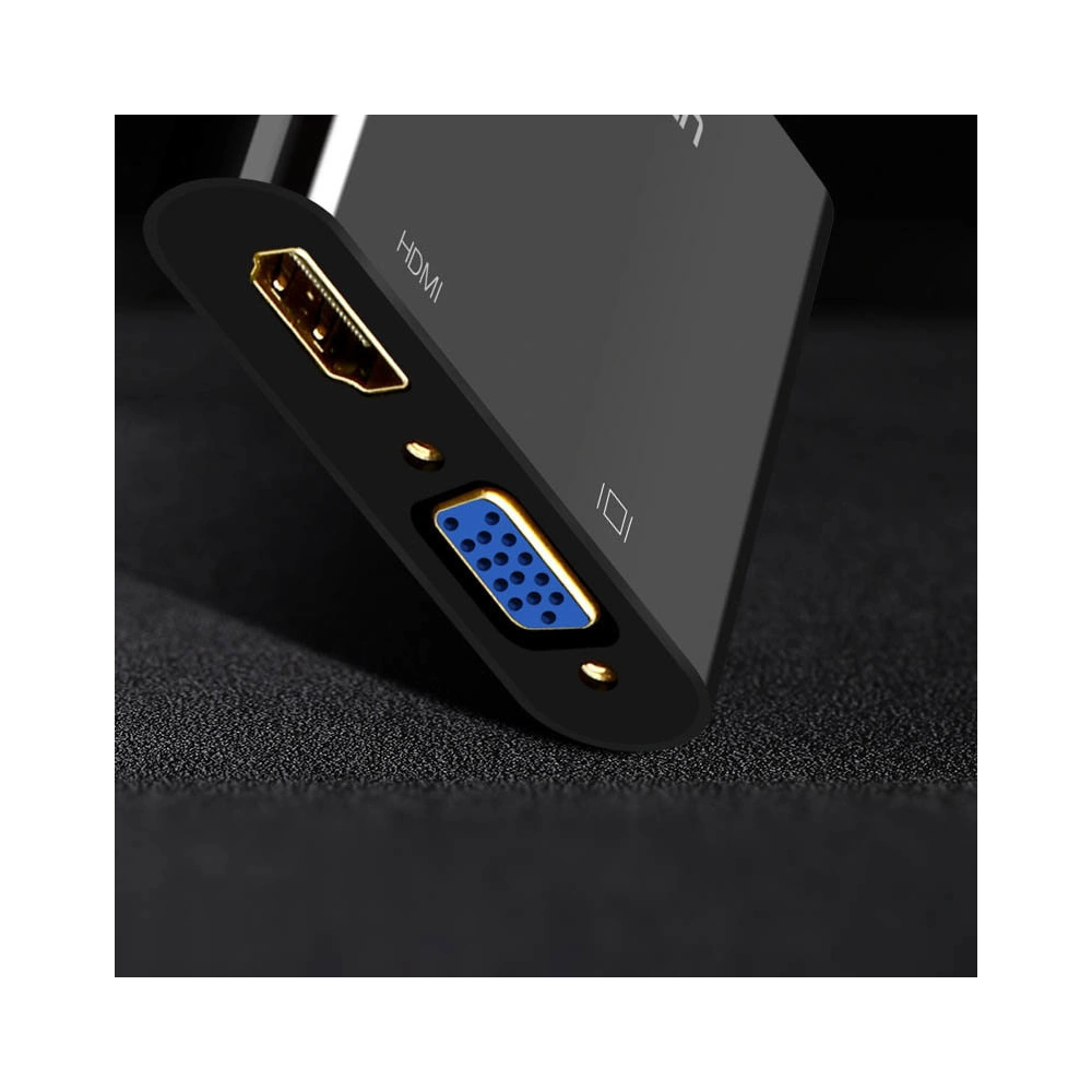 Hurtownia GSM - Adapter konwerter UGREEN CM101 mini HDMI (męski) - VGA (żeński) / HDMI (żeński) + mini jack 3,5mm (żeński) czarny - UGR1284BLK - {ean13} - Hurt