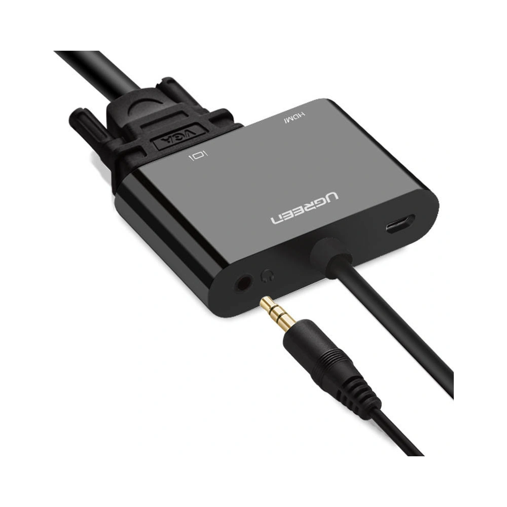 Hurtownia GSM - Adapter konwerter UGREEN CM101 mini HDMI (męski) - VGA (żeński) / HDMI (żeński) + mini jack 3,5mm (żeński) czarny - UGR1284BLK - {ean13} - Hurt