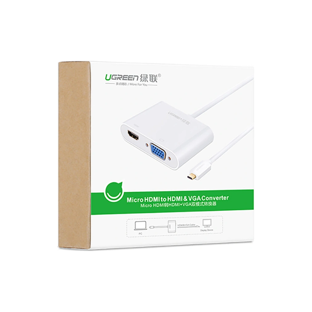 Hurtownia GSM - Adapter video UGREEN MM115 micro HDMI - HDMI + VGA 30cm czarny - UGR1285BLK - {ean13} - Hurt