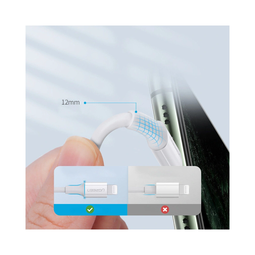 Hurtownia GSM - Kabel UGREEN US171 USB-C - Lightning MFi 3A 0.5m bílý - UGR1292WHT - {ean13} - Hurt