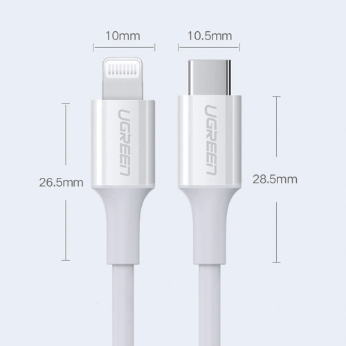 Kabel UGREEN US171 USB-C - Lightning MFi 3A 0.5m biały