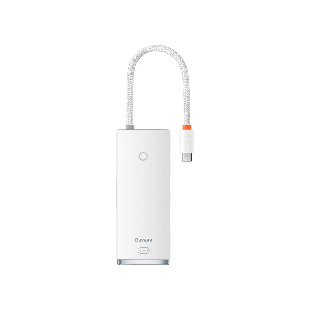 Hurtownia GSM - Hub 6w1 Baseus Lite Series, USB-C do 2x USB 3.0 + HDMI + USB-C + TF/SD (biały) - BSU3373WHT - {ean13} - Hurt