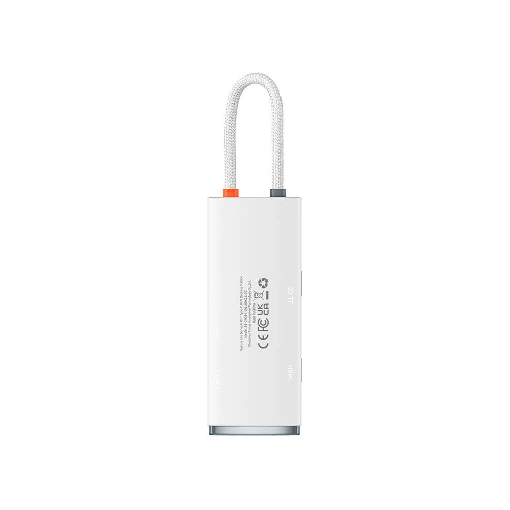 Hurtownia GSM - Hub 6w1 Baseus Lite Series, USB-C do 2x USB 3.0 + HDMI + USB-C + TF/SD (biały) - BSU3373WHT - {ean13} - Hurt