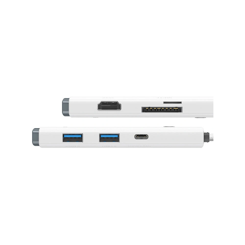 Hurtownia GSM - Hub 6w1 Baseus Lite Series, USB-C do 2x USB 3.0 + HDMI + USB-C + TF/SD (biały) - BSU3373WHT - {ean13} - Hurt
