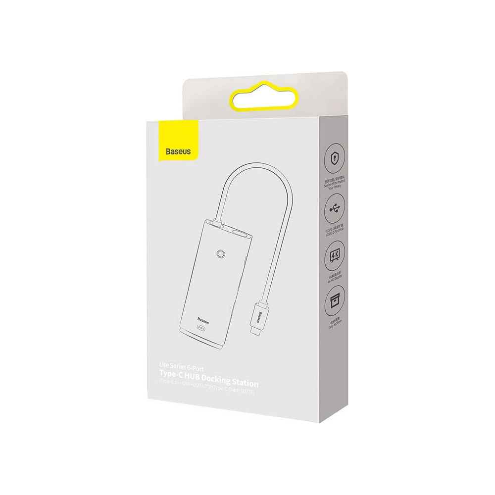 Wholesale Baseus Lite Series hub 6in1 USB-C - 2x USB 3.0 + HDMI + USB-C + TF/SD (white) - BSU3373WHT - {ean13} - Hurt