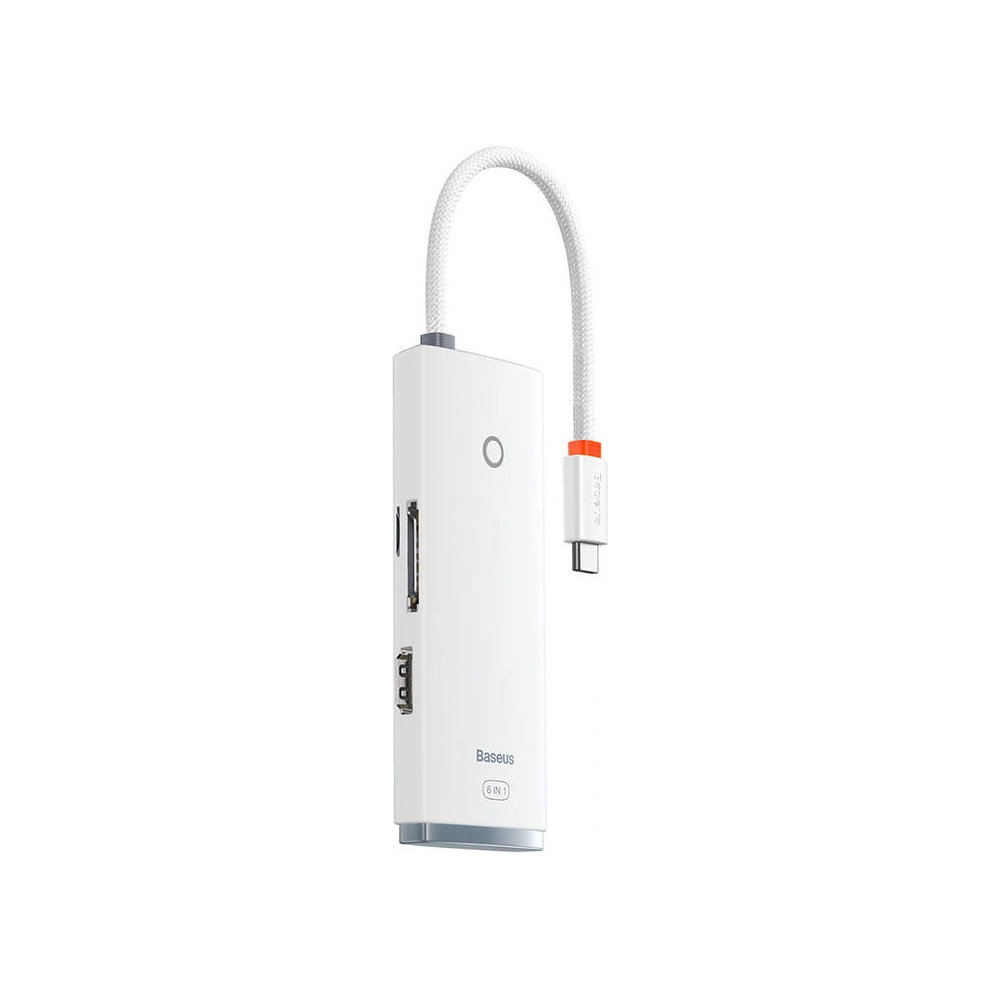 Hurtownia GSM - Hub 6w1 Baseus Lite Series, USB-C do 2x USB 3.0 + HDMI + USB-C + TF/SD (biały) - BSU3373WHT - {ean13} - Hurt