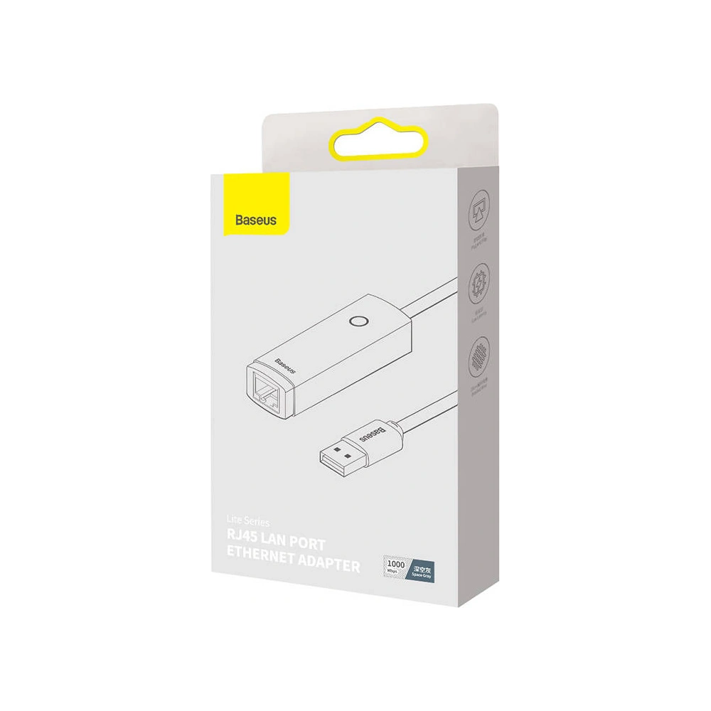 Hurtownia GSM - Síťový adaptér Baseus Lite Series USB na RJ45, 1000Mbps (šedý) - BSU3374GRY - {ean13} - Hurt