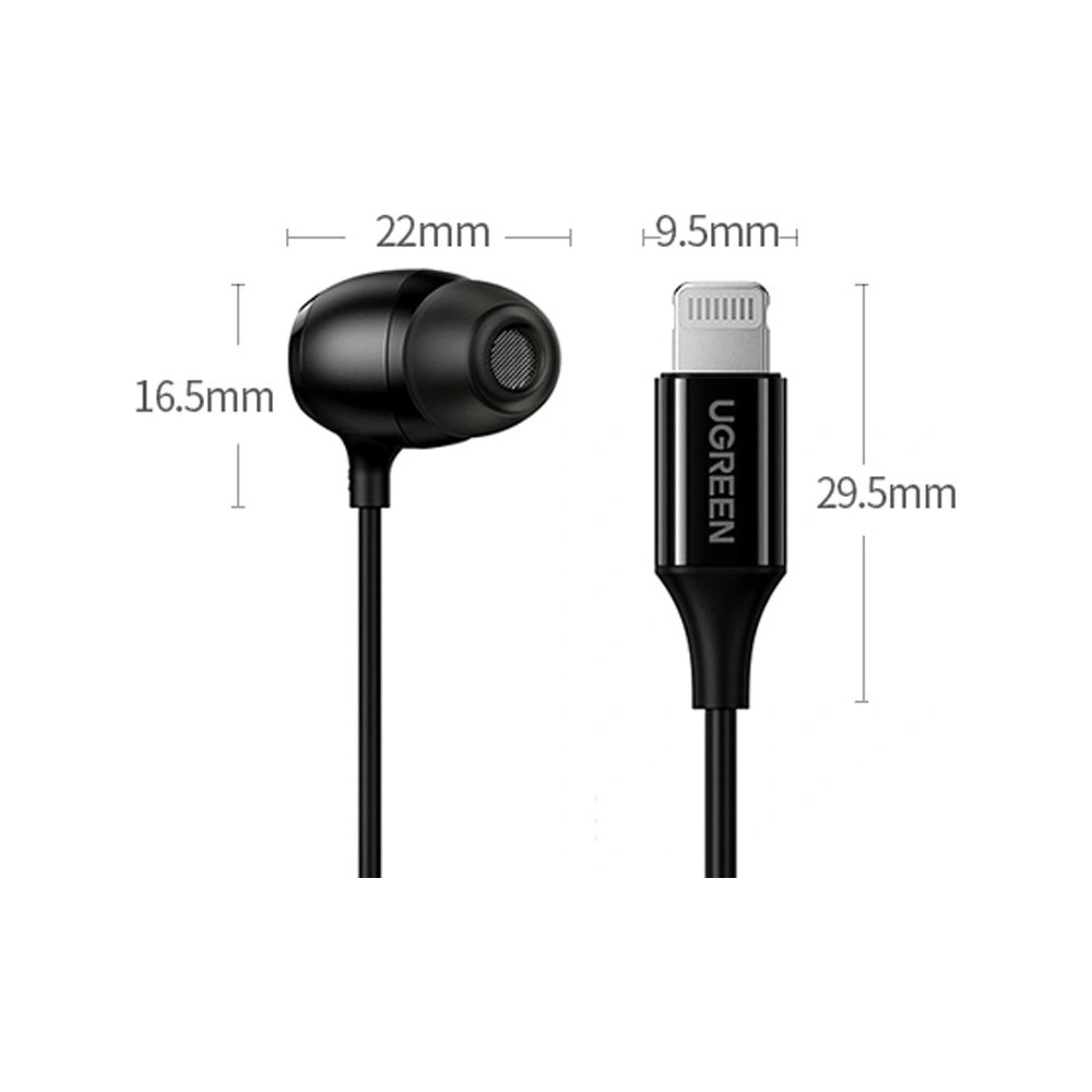 Hurtownia GSM - Sluchátka UGREEN EP104 Lightning MFI 1.15m černá - UGR1293BLK - {ean13} - Hurt