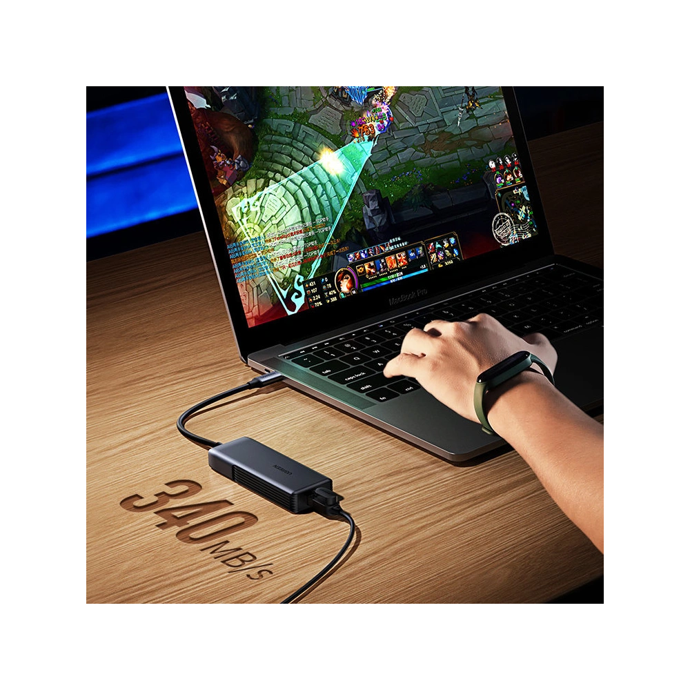 Hurtownia GSM - Adapter UGREEN CM312 USB-C - Ethernet RJ-45 5Gbps černý - UGR1294BLK - {ean13} - Hurt