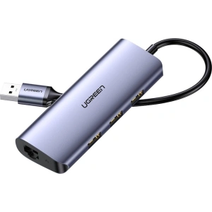 Adapter HUB UGREEN CM252 USB- C - 3 x USB / Ethernet RJ-45 / microUSB szary