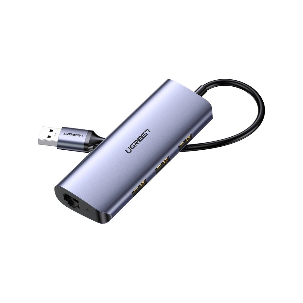 Hurtownia GSM - Adapter HUB UGREEN CM252 USB- C - 3 x USB / Ethernet RJ-45 / microUSB szary - UGR1299GRY - {ean13} - Hurt