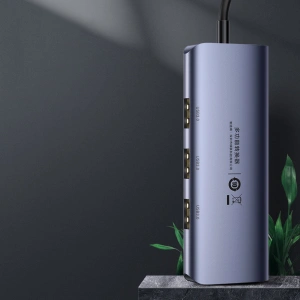 Adapter HUB UGREEN CM252 USB- C - 3 x USB / Ethernet RJ-45 / microUSB szary