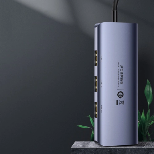 Adapter HUB UGREEN CM252 USB- C - 3 x USB / Ethernet RJ-45 / microUSB szary