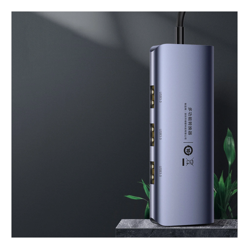 Hurtownia GSM - Adapter HUB UGREEN CM252 USB- C - 3 x USB / Ethernet RJ-45 / microUSB szary - UGR1299GRY - {ean13} - Hurt