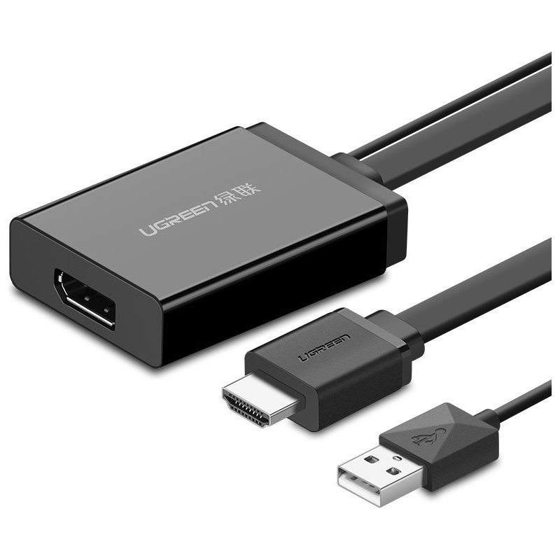 Ugreen Distributor - 6957303842384 - UGR1305BLK - UGREEN MM107 unidirectional HDMI adapter (male) - Display Port (female) + USB (for power supply) video adapter 0.5m black - B2B homescreen