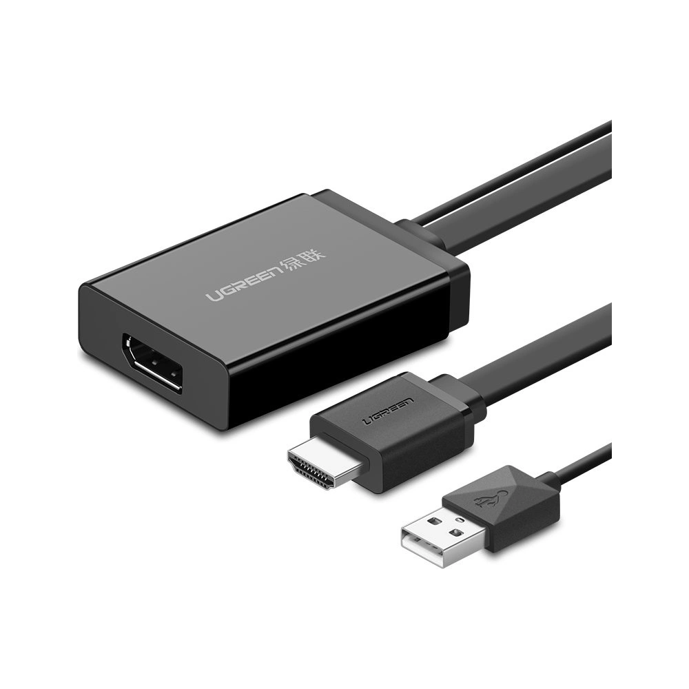 Hurtownia GSM - Adaptér jednosměrný UGREEN MM107 HDMI (samec) - Display Port (samice) + USB (pro napájení) 0,5m černý - UGR1305BLK - {ean13} - Hurt