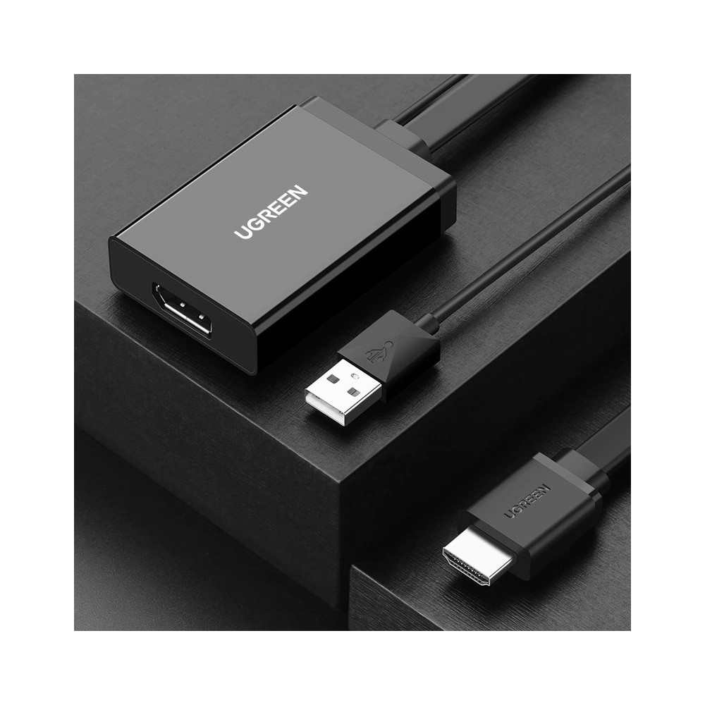 Wholesale UGREEN MM107 unidirectional HDMI adapter (male) - Display Port (female) + USB (for power supply) video adapter 0.5m black - UGR1305BLK - {ean13} - Hurt