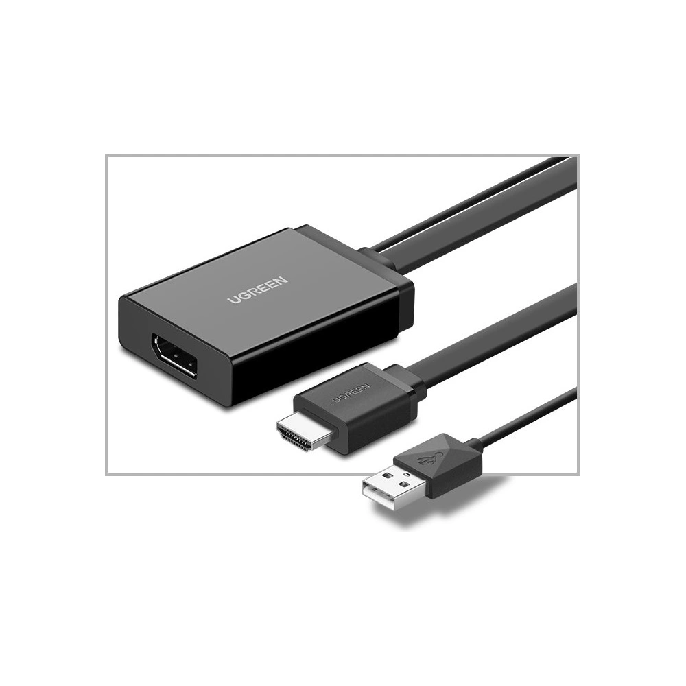 Hurtownia GSM - Adaptér jednosměrný UGREEN MM107 HDMI (samec) - Display Port (samice) + USB (pro napájení) 0,5m černý - UGR1305BLK - {ean13} - Hurt
