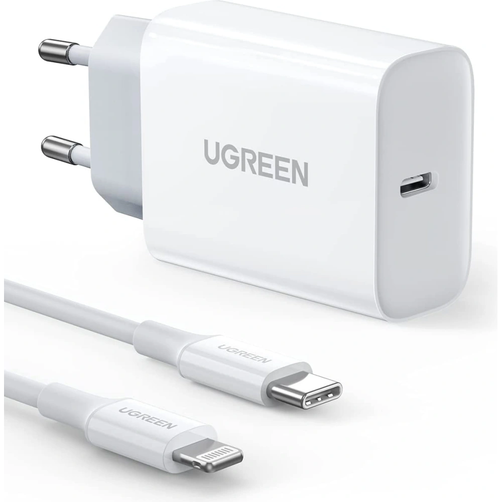 Hurtownia GSM - Nabíječka UGREEN USB-C Power Delivery 20W + kabel USB-C - Lightning MFI bílý - UGR1307WHT - {ean13} - Hurt
