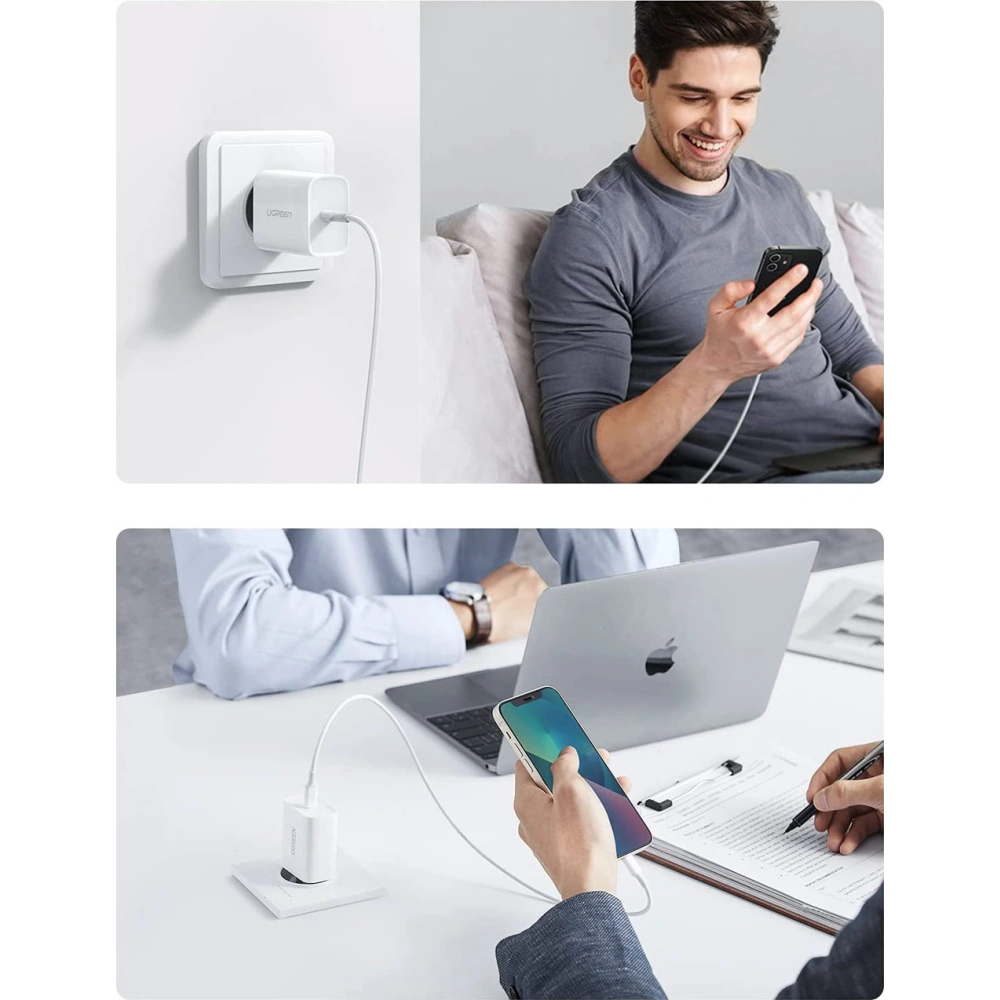 Hurtownia GSM - Ładowarka sieciowa UGREEN USB-C Power Delivery 20W + kabel USB-C - Lightning MFI biały - UGR1307WHT - {ean13} - Hurt