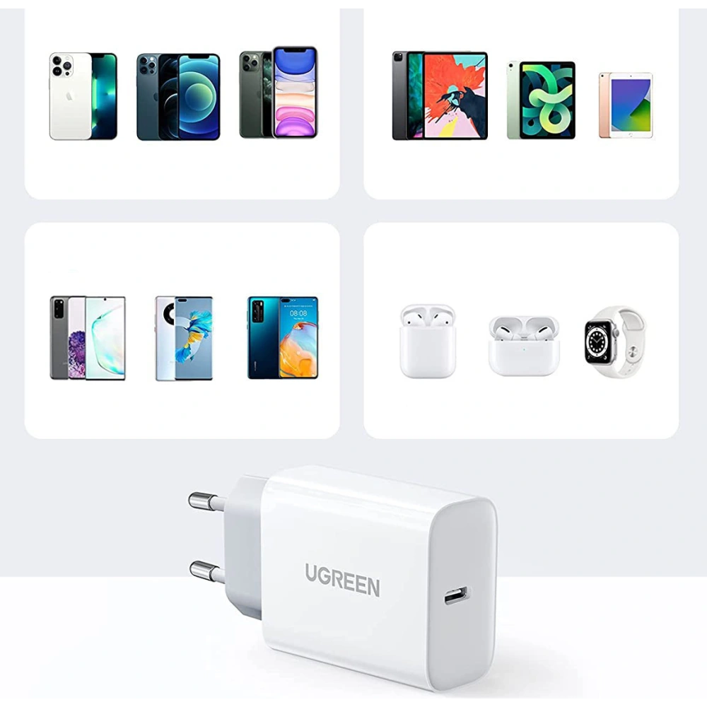 Hurtownia GSM - Nabíječka UGREEN USB-C Power Delivery 20W + kabel USB-C - Lightning MFI bílý - UGR1307WHT - {ean13} - Hurt