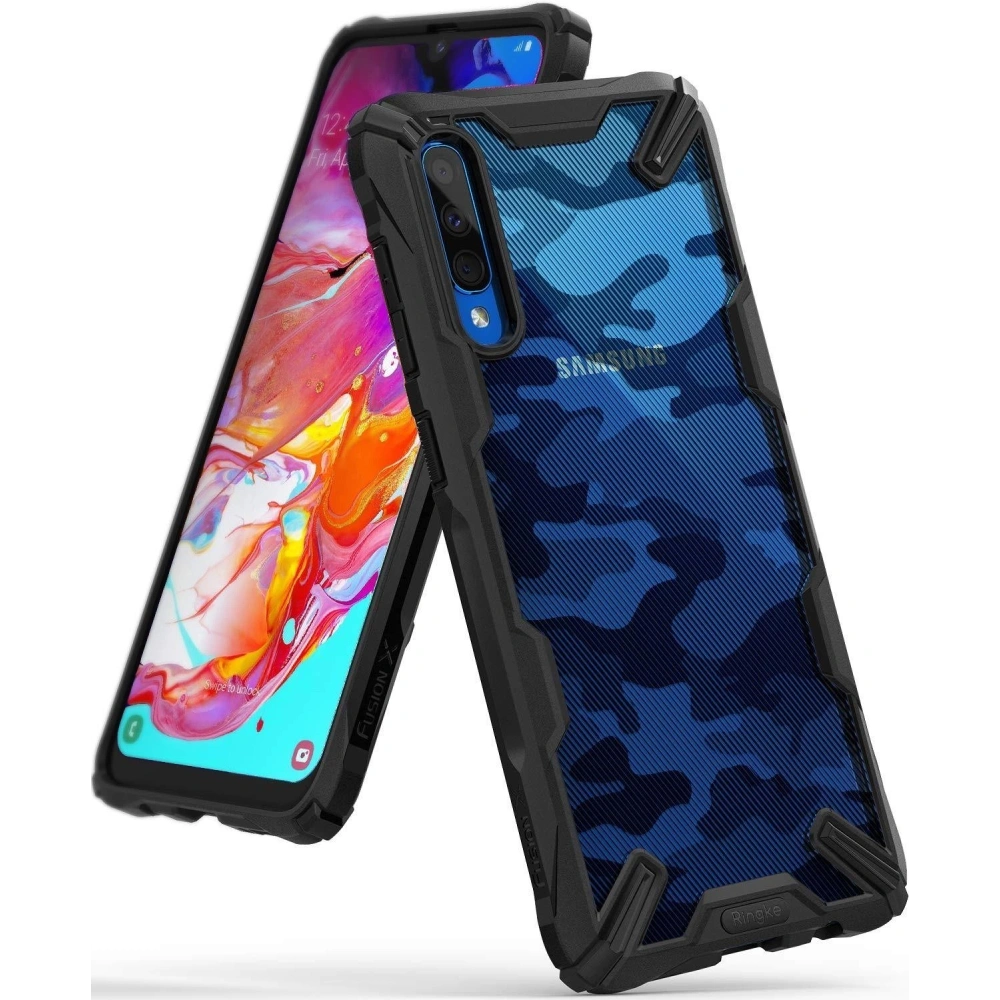 Hurtownia GSM - Etui Ringke Fusion-X Design Samsung Galaxy A70 Camo (Moro) Černé - RGK916MOB - {ean13} - Hurt