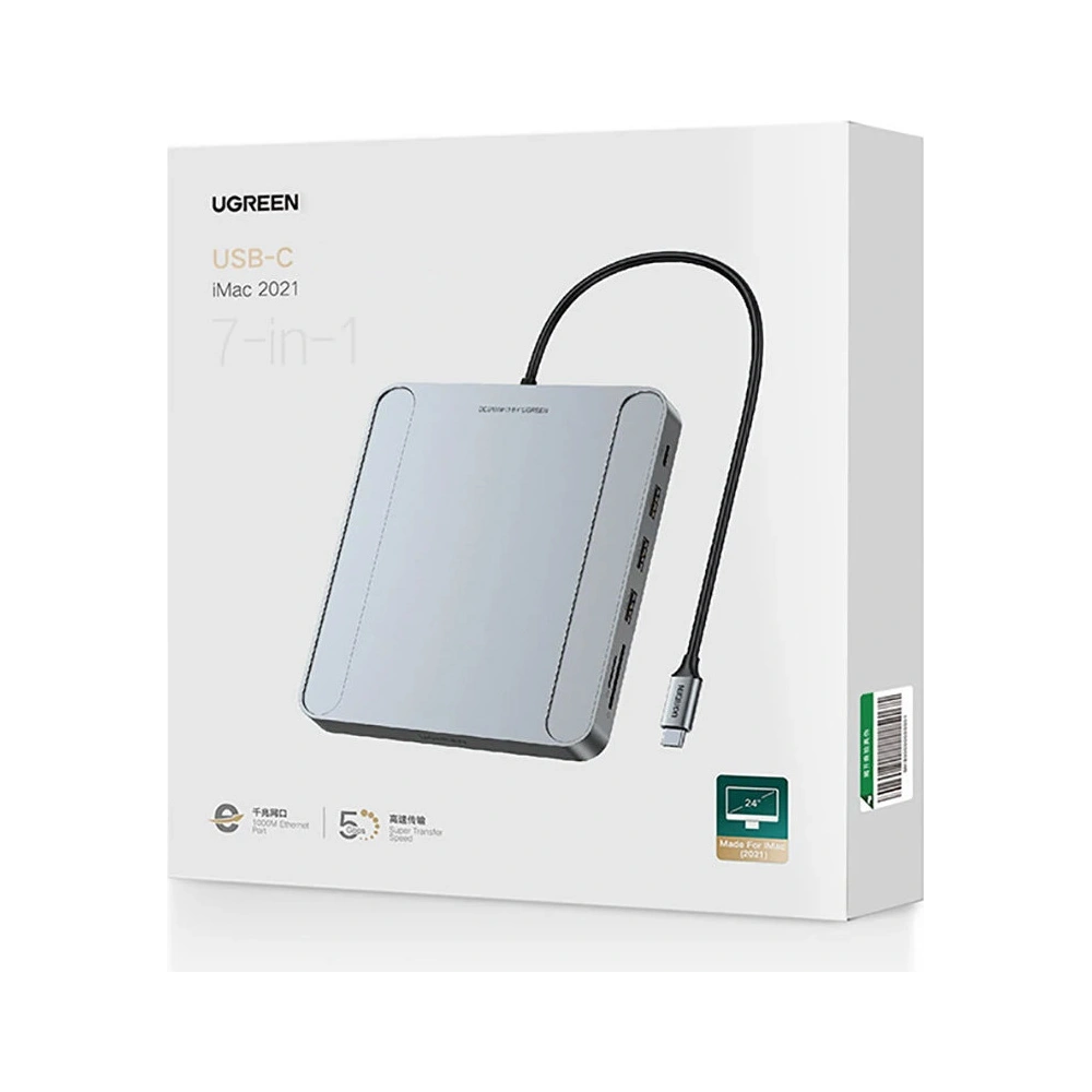 Hurtownia GSM - Hub UGREEN CM522 USB-C - 3 x USB 3.1 Gen 1 + SD/TF + RJ45 šedý - UGR1315GRY - {ean13} - Hurt